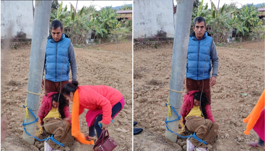 महिलालाई पोलमा बाँधेर बेहोस हुने गरी कुटपिट, श्रीमानसहित ७ जना पक्राउ